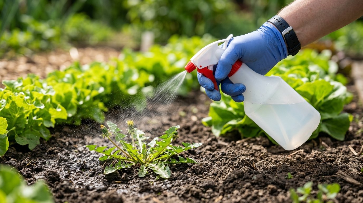 entdecken Sie 4 wirksame Methoden zum Unkrautvernichten mit weißem Essig und erfahren Sie, welche rechtlichen Bestimmungen Sie dabei in Deutschland beachten müssen