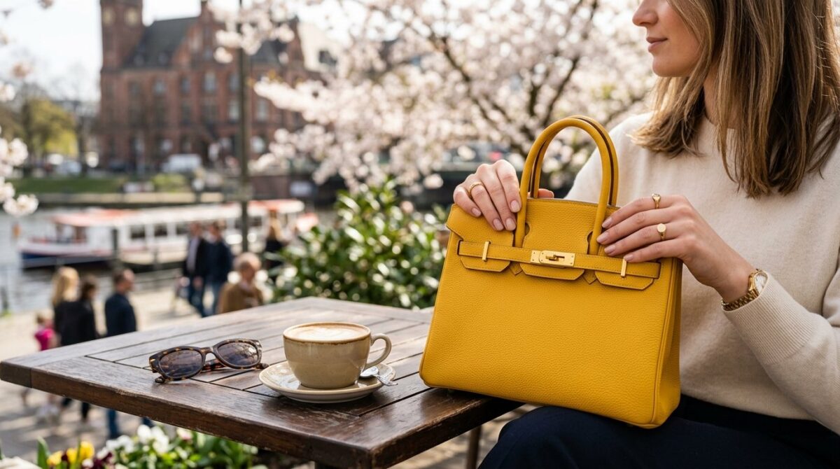 entdecken Sie die zeitlose Handtasche für den Frühling mit elegantem Vintage-Detail, die jeden Kleiderschrank perfekt ergänzt und an klassische Mode erinnert