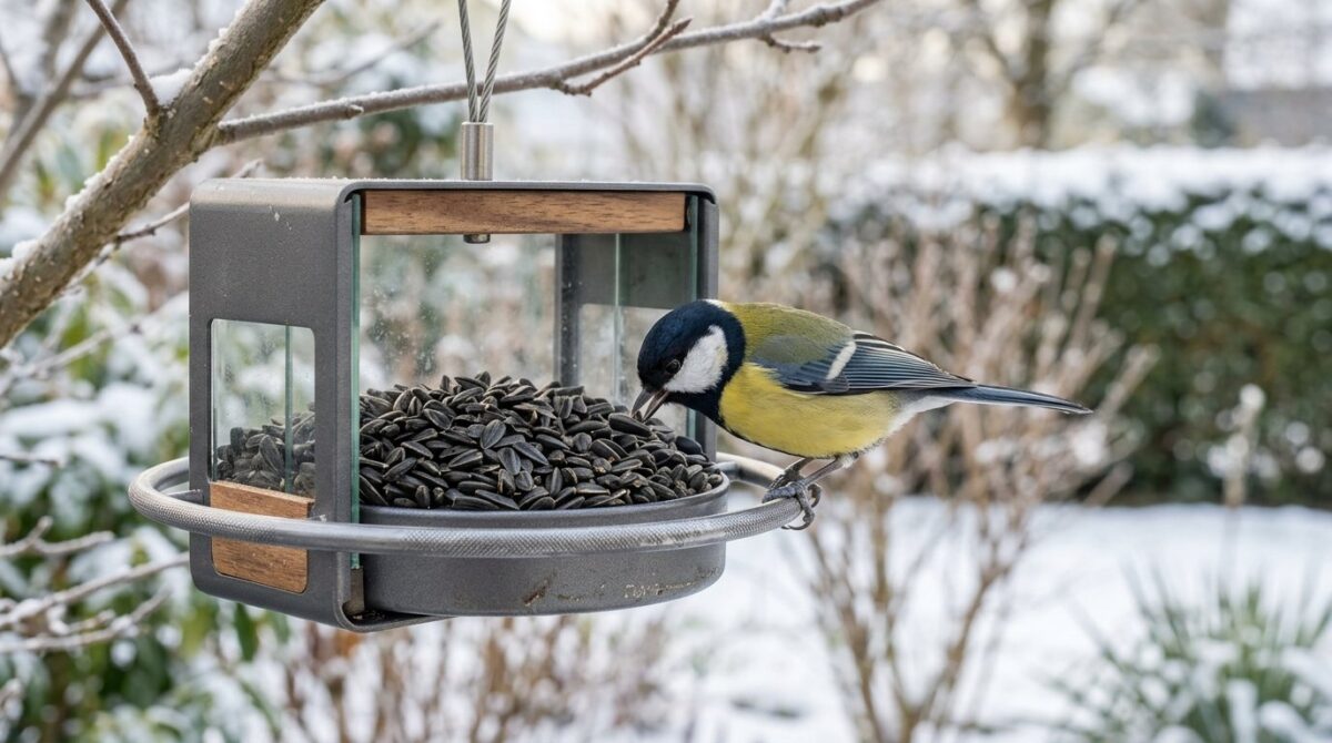 entdecken Sie, wie Sonnenblumenkerne Ihren Wintergarten in ein Meisen-Paradies verwandeln und welche Platzierung den größten Erfolg bringt