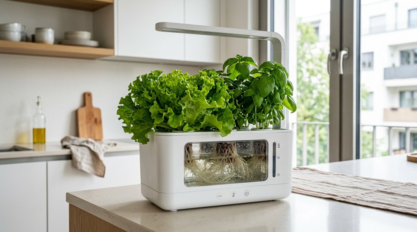 entdecken Sie die revolutionäre Hydroponik-Methode für Gemüseanbau ohne Erde in Ihrer Wohnung und sparen Sie bis zu 90 Prozent Wasser