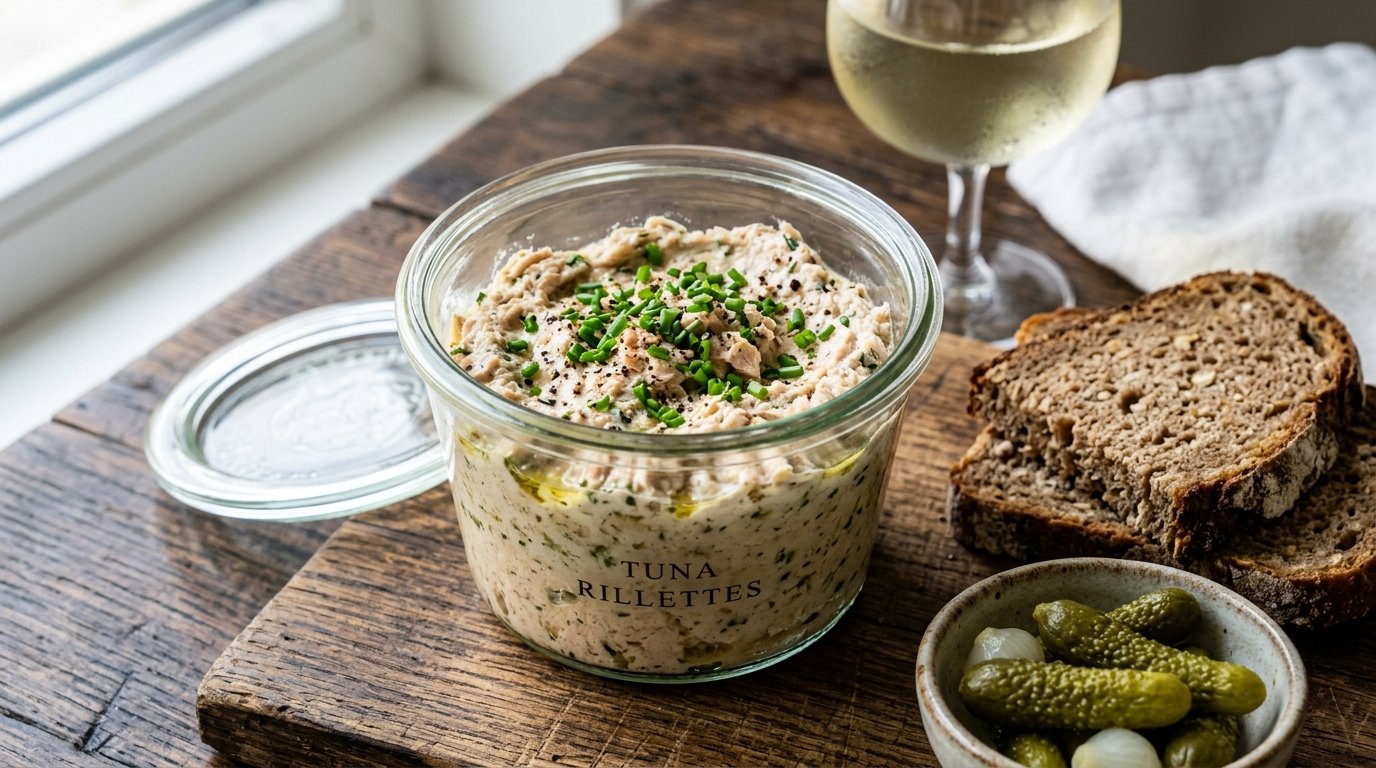 entdecken Sie cremige Express-Rillettes in nur 15 Minuten mit nur 3 Zutaten - ein einfacher Aperitif-Snack mit überraschender Zubereitungsmethode für begeisterte Gäste
