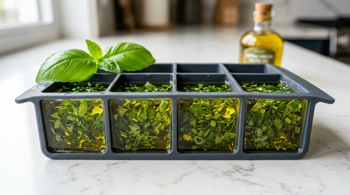 erfahren sie, wie sie frische kräuter durch einfrieren in öl monatelang haltbar machen und das volle aroma bewahren